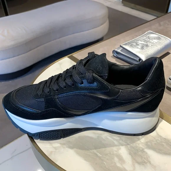COPY - Jimmy Choo Leather trainersSize 7.5 in WHITE/GREYLeather and suede